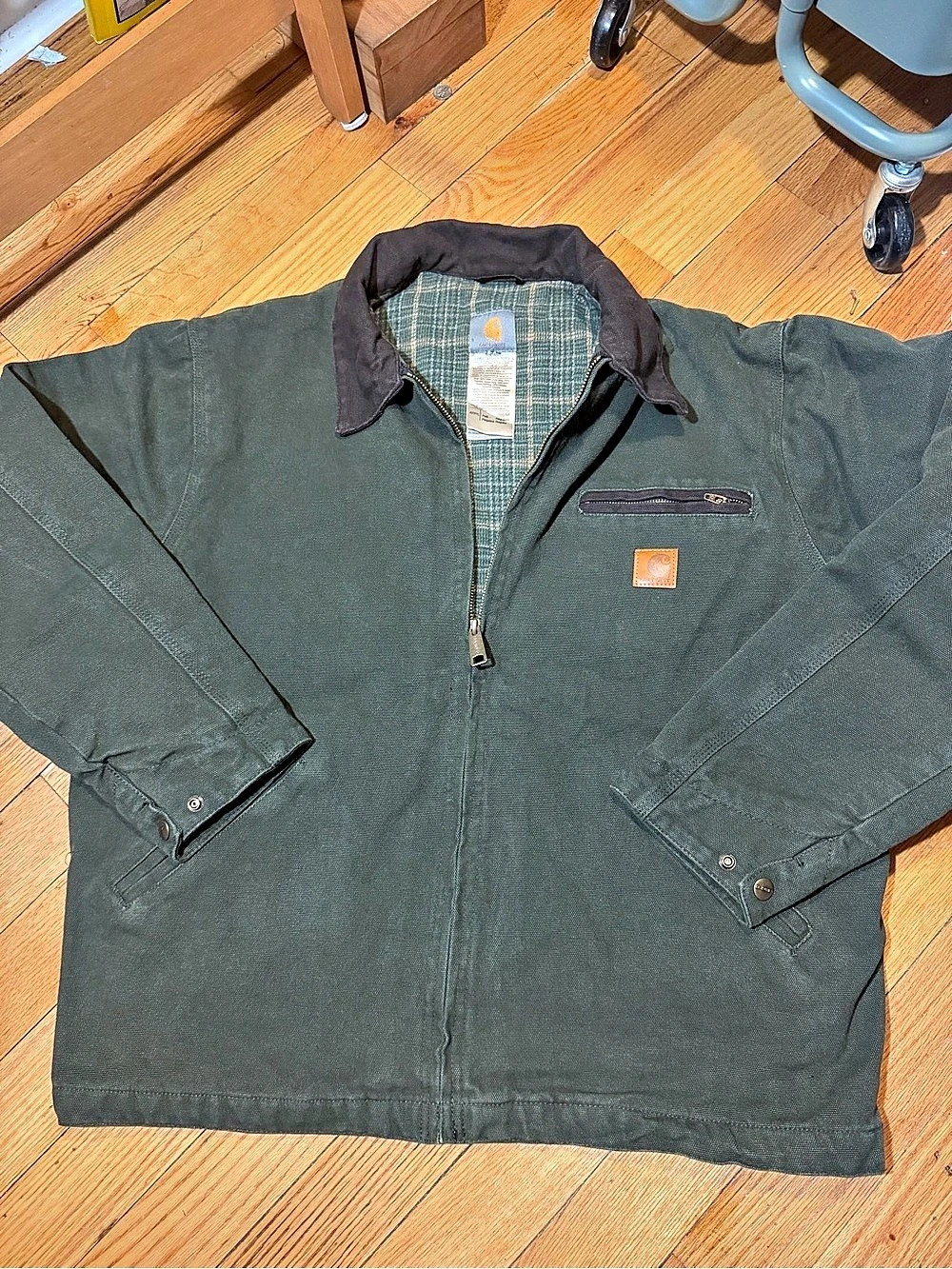 Carhartt Plaid-Lined Green Field Jacket Size Medium
